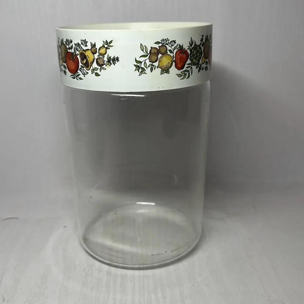 Vintage Pyrex Corning Ware Spice Of Life Stackable Glass Canister & Lid‎ 7.5”